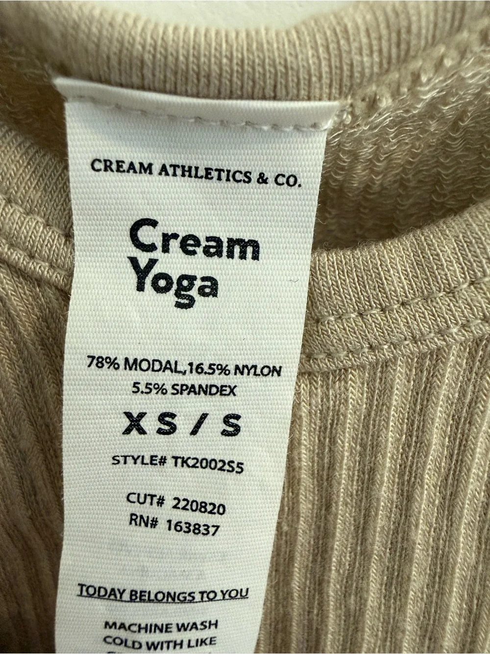 Cream Yoga Ribbed V-Neck Crop Tank - Cream